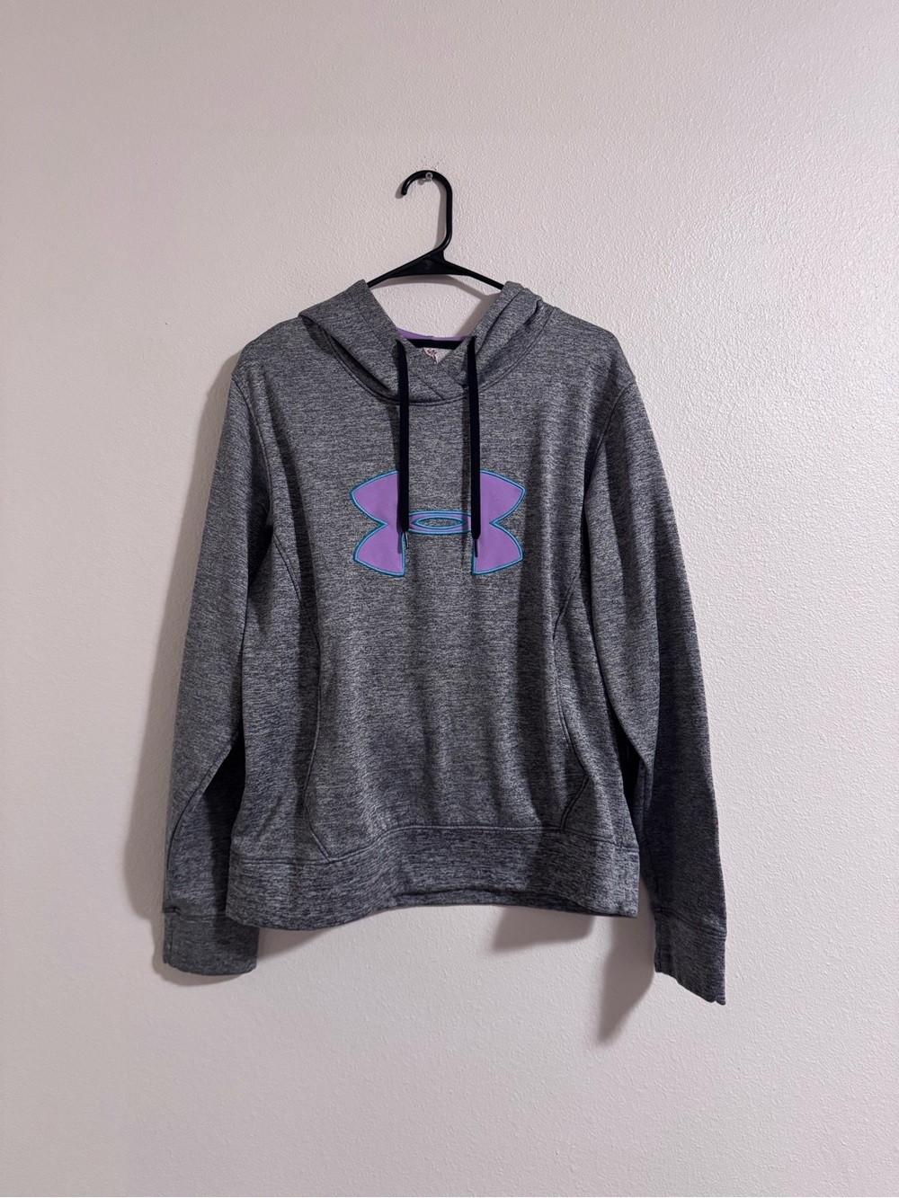 Under Armour Gray Heather Pullover Hoodie with Purple Logo